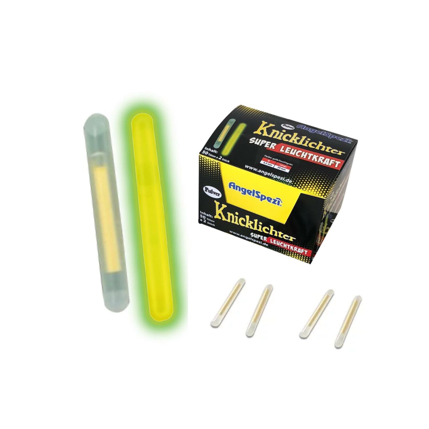 100 Knicklichter leuchtend Grün/Gelb 4,5mmx39mm (50 x 2 Stück)