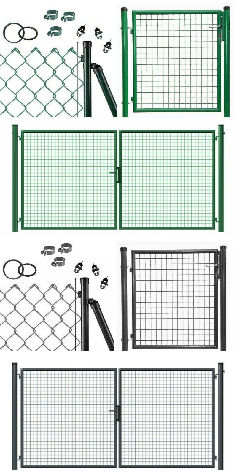 Komplettset Maschendrahtzaun Master - zum Einbetonieren - inkl. 1 Meter Tor & 3 Meter Tor
