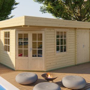 5-Eck-Gartenhaus Helge ISO mit 2 Räumen