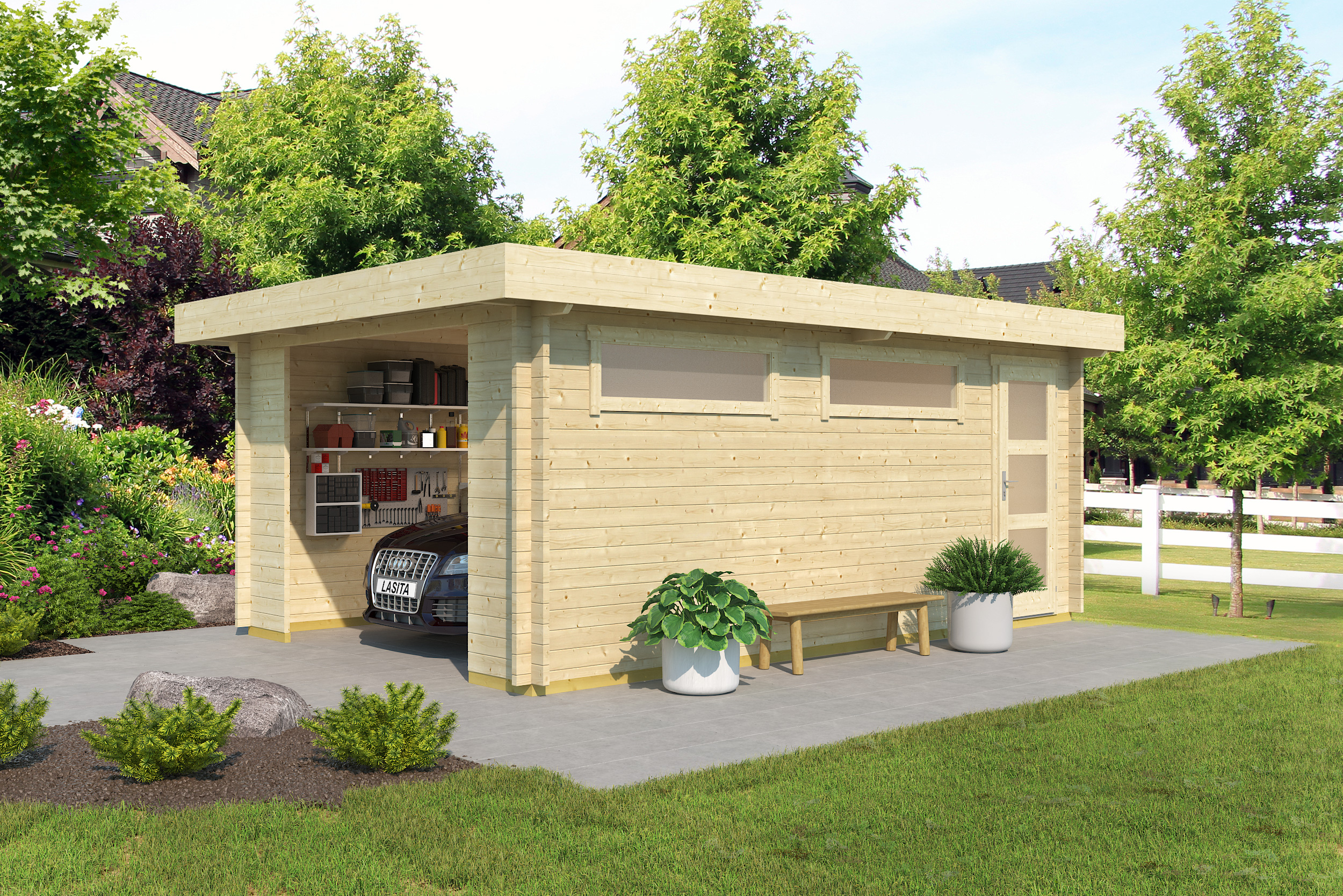 Flachdach-Holzgarage Canberra