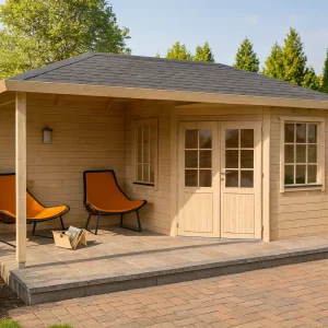 5-Eck-Gartenhaus Konstanz ISO + Fussboden + Schindeln