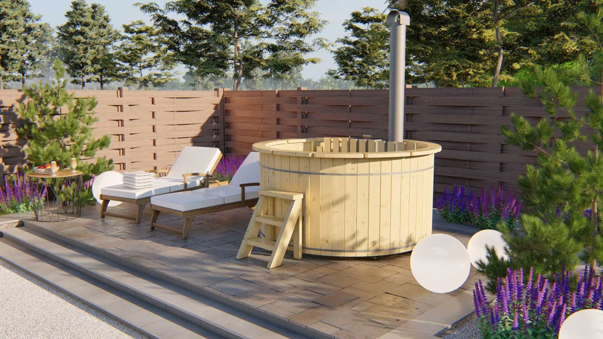 Hot Tub Ø 200 cm Wolga inkl. eingebautem Ofen