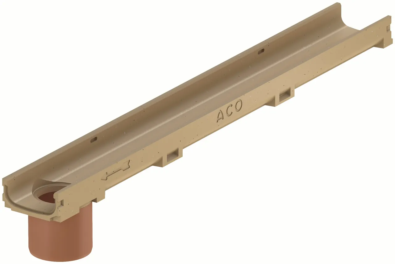 Aco Self Euroline 60 Flachrinne 1 m mit Stutzen ohne Rost