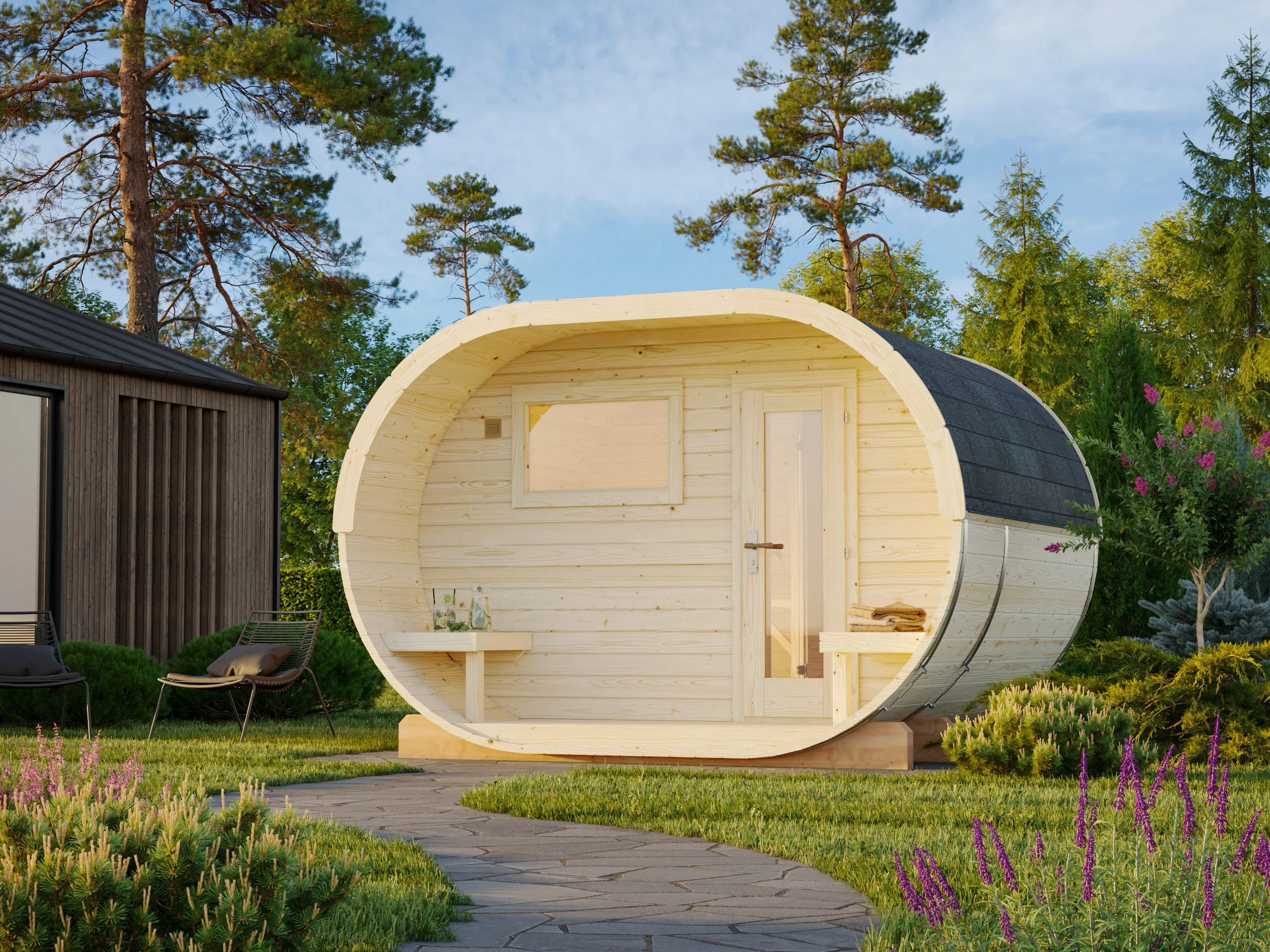 Ovales Saunafass Anette 3,0 + 1,5 m²