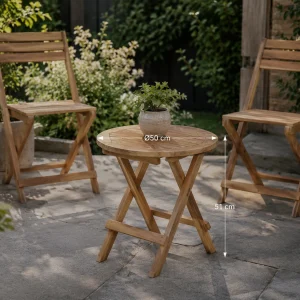 Beistelltisch Mitan, klappbar, Teak, unbehandelt