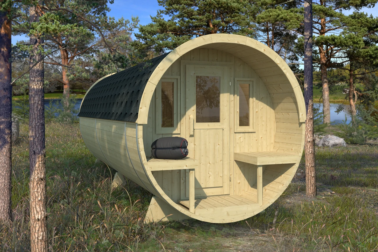 2-Raum-Campingfass / Schlaffass Taunus 480 cm