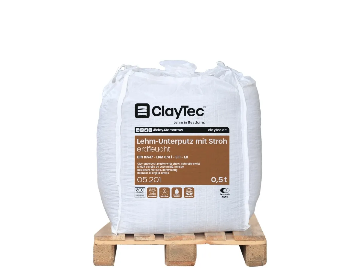 Claytec Lehm-Unterputz mit Stroh erdfeucht Big-Bag 0,5 t