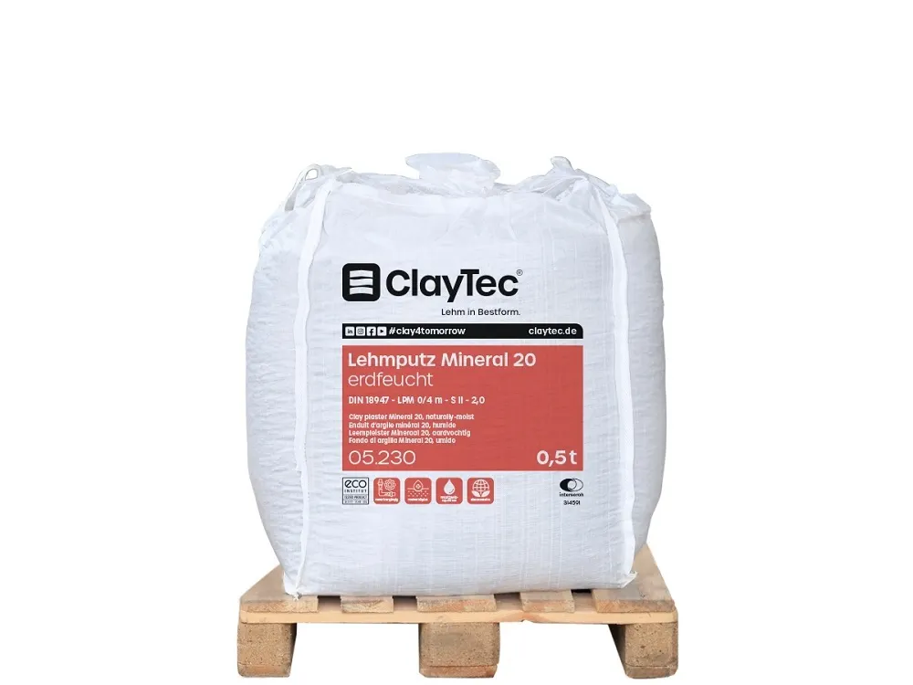 Claytec Lehmputz Mineral 20 erdfeucht Big-Bag 0,5 t