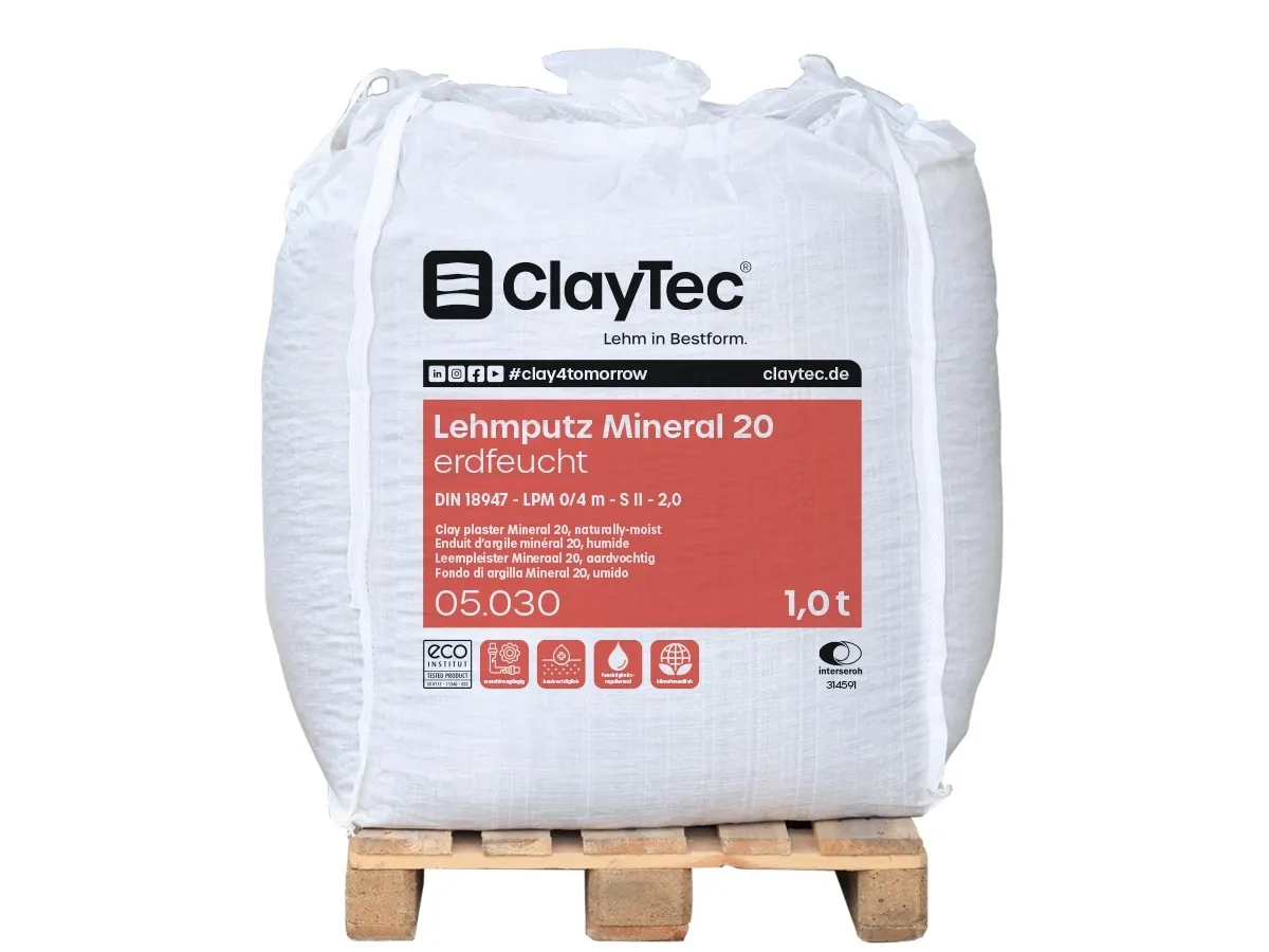 Claytec Lehmputz Mineral 20 erdfeucht Big-Bag 1,0 t