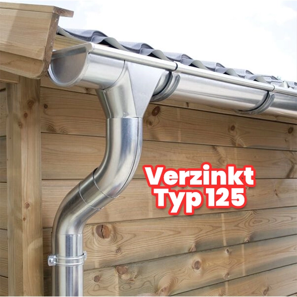 Dachrinnen-Komplettset Verzinkt 125 mm – Pult-, Sattel- & Viereckdächer