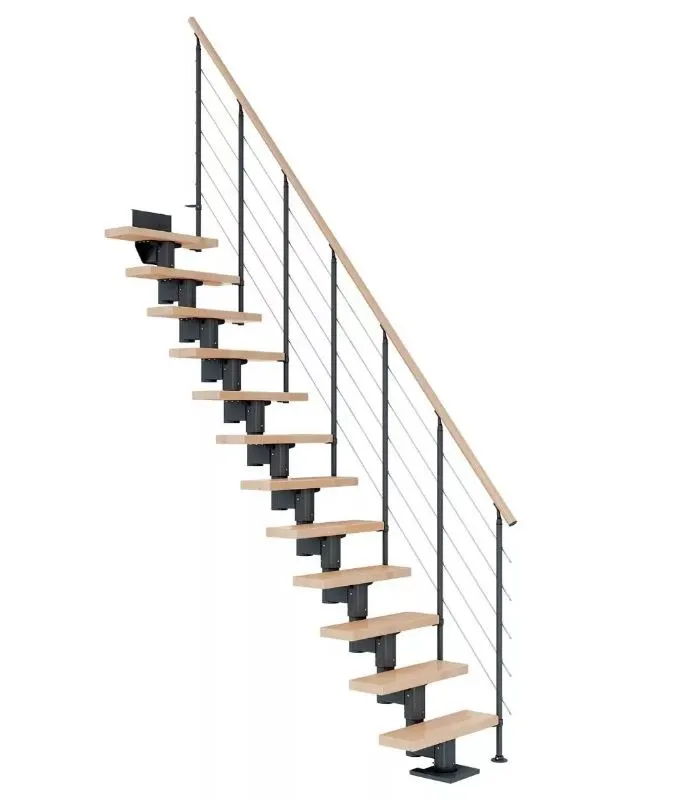Dolle Mittelholmtreppe Dublin anthrazit Buche versiegelt gerade 65 cm Breite