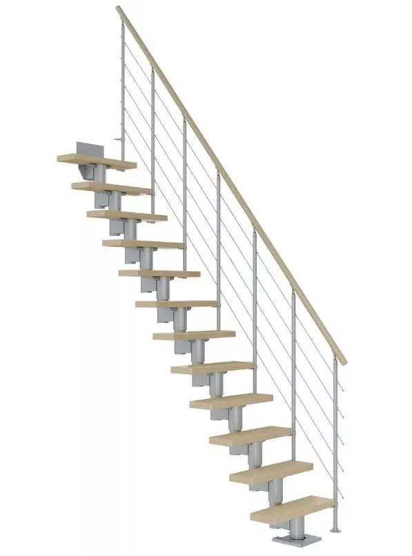 Dolle Mittelholmtreppe Dublin perlgrau Ahorn versiegelt gerade 75 cm Breite