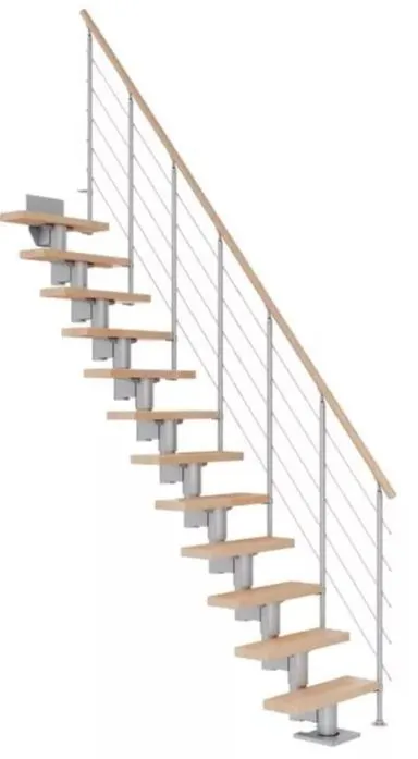 Dolle Mittelholmtreppe Dublin perlgrau Buche versiegelt gerade 65 cm Breite
