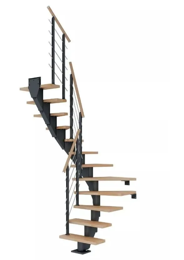 Dolle Mittelholmtreppe Frankfurt Buche 1/2 gewendelt anthrazit 75 cm Breite