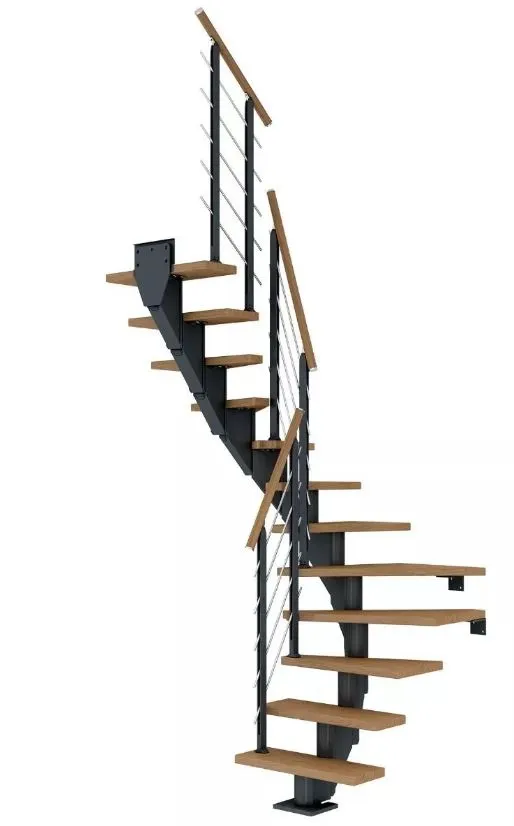 Dolle Mittelholmtreppe Frankfurt Eiche 1/2 gewendelt anthrazit 65 cm Breite