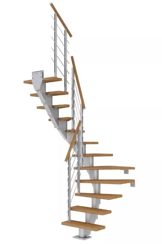 Dolle Mittelholmtreppe Frankfurt Eiche 1/2 gewendelt perlgrau 75 cm Breite