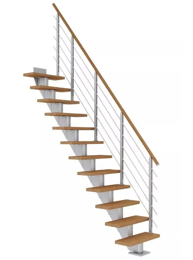 Dolle Mittelholmtreppe Frankfurt Eiche gerade perlgrau 65 cm Breite