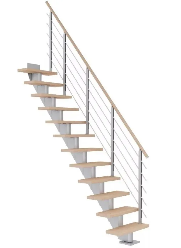 Dolle Mittelholmtreppe Frankfurt Eiche weiß gerade perlgrau 75 cm Breite