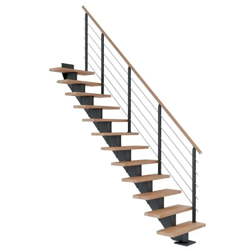Dolle Mittelholmtreppe Hamburg Buche gerade anthrazit 75 cm Breite inkl. Designgeländer