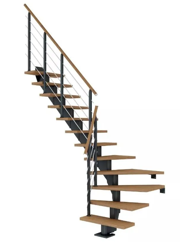 Dolle Mittelholmtreppe Hamburg Eiche 1/2 gewendelt anthrazit 75 cm Breite inkl. Designgeländer