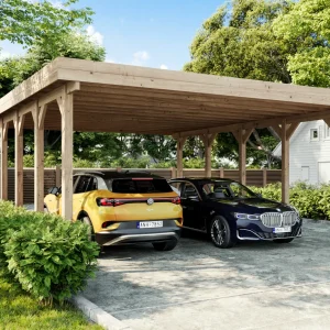 hochwertiges KVH-Doppelcarport Luna mit Flachdach