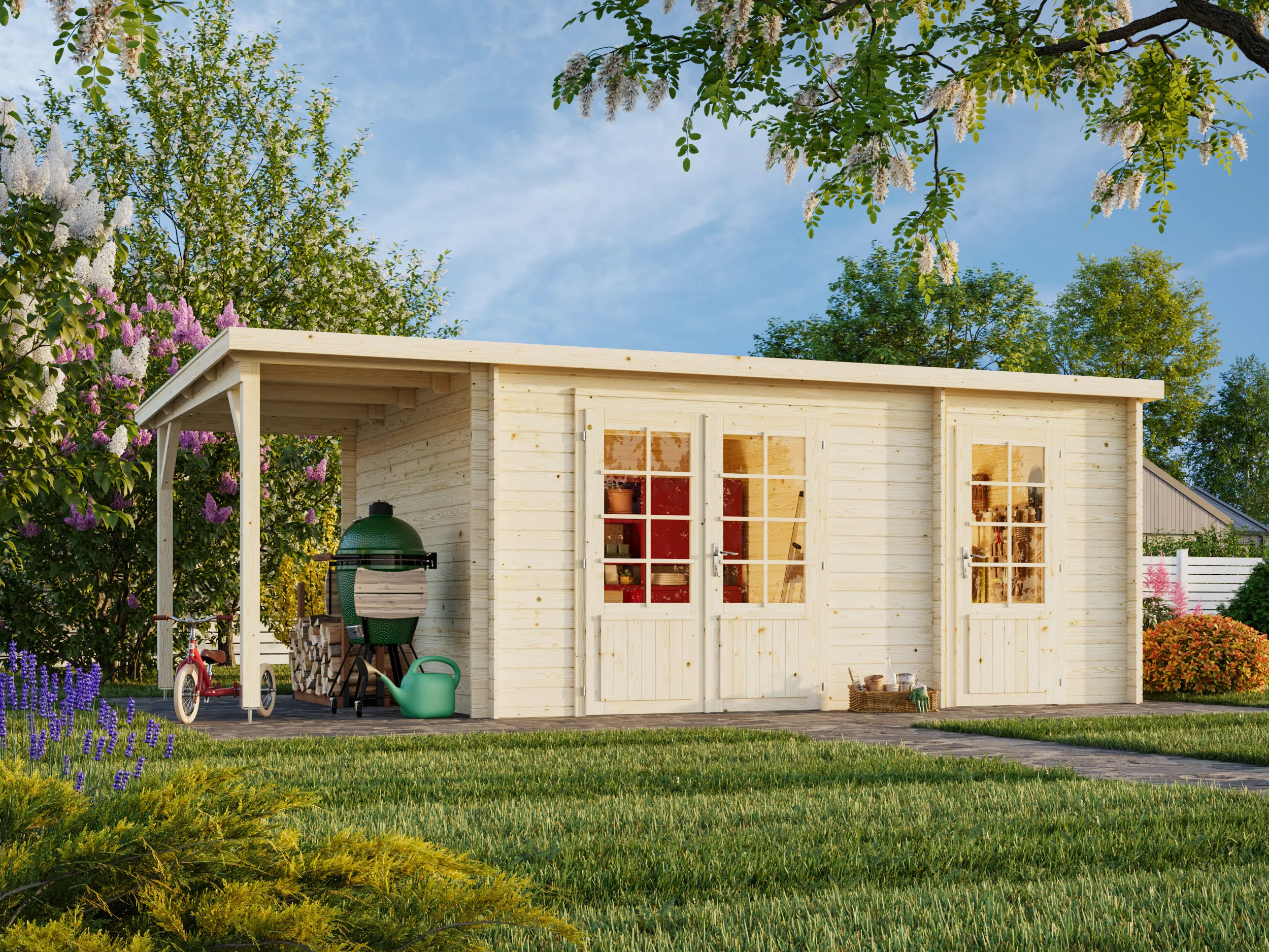 2 Raum Gartenhaus mit Anbau Ella 8 / 13,1+3,9m²