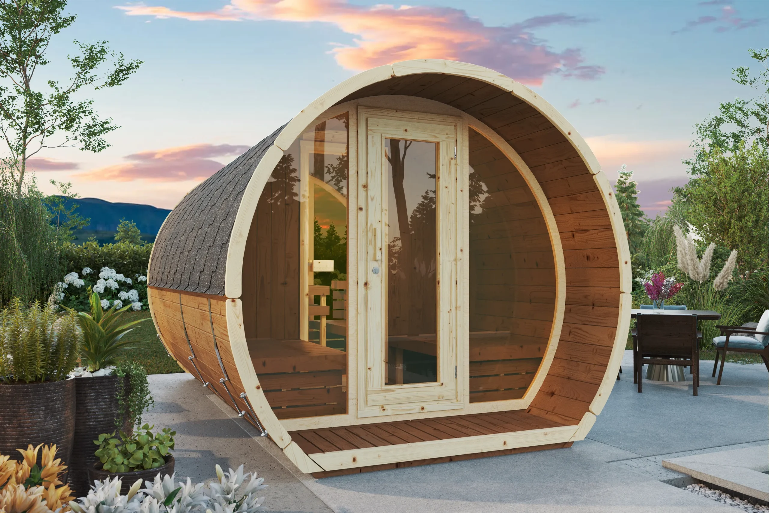 Fasssauna Susi 400 - aus nordischer Fichte oder Thermo-Holz