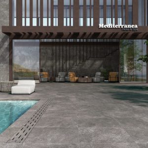Feinsteinzeug-Terrassenplatten ARENITE Dunkelgrau Feinsteinzeug-Terrassenplatten ARENITE Dunkelgrau