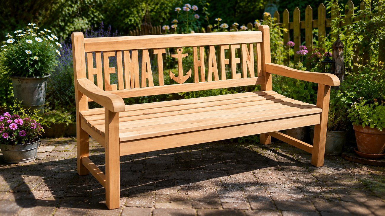 2-3-Sitzer Holzbank HEIMATHAFEN aus Teak
