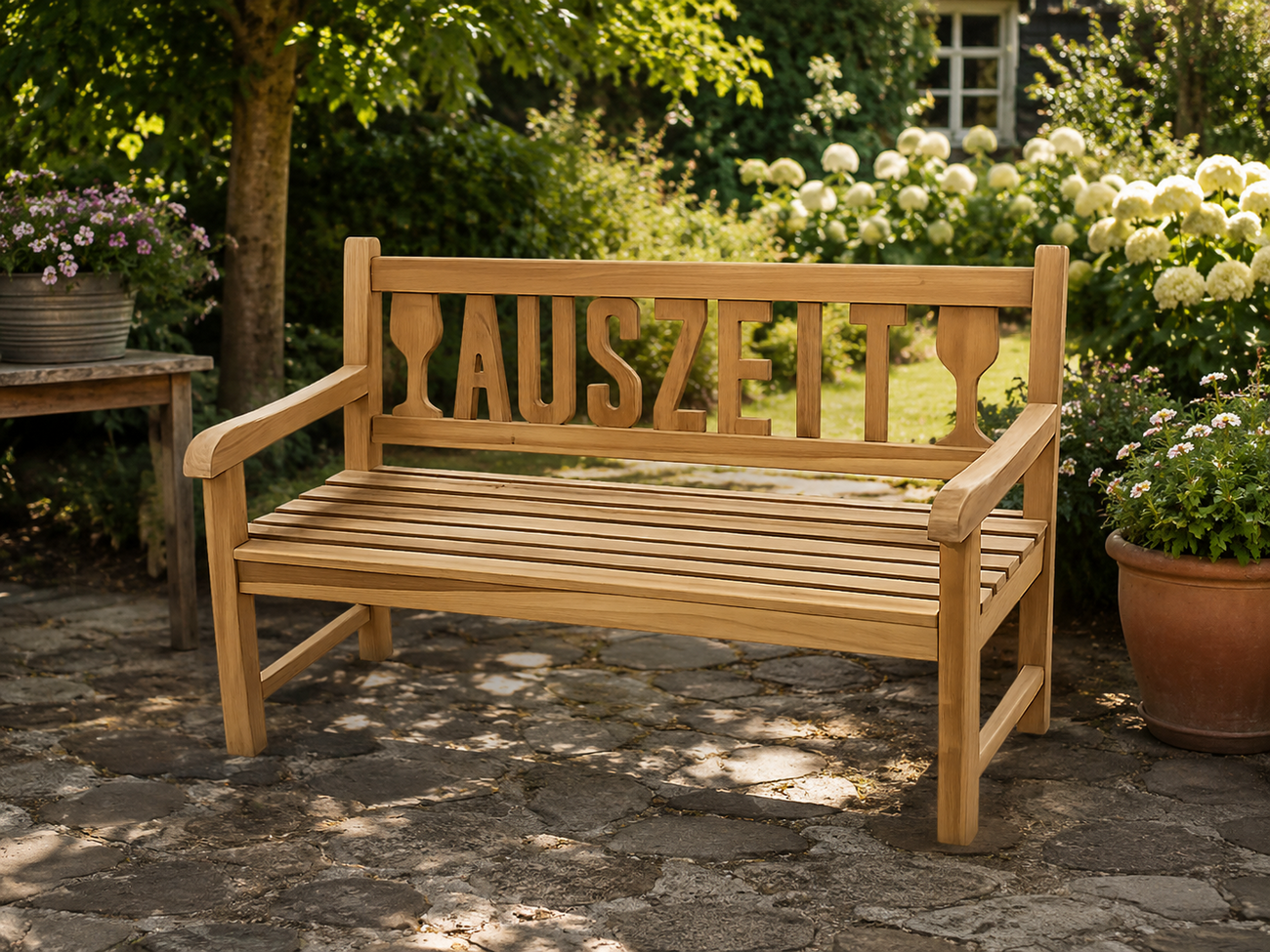 2-3-Sitzer Holzbank AUSZEIT aus Teak