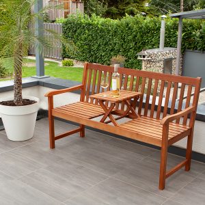 Gartenbank PADANG mit Tisch zum Hochklappen
