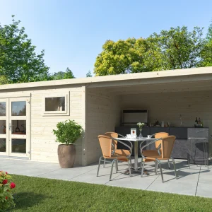 Gartenhaus David 5 – 10,5 +8,7 m² mit Flachdach & Doppeltür