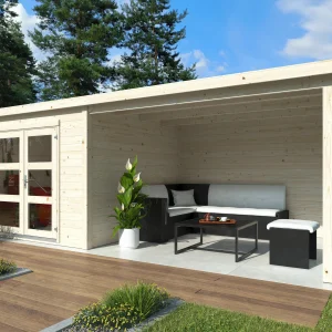 Gartenhaus David 3 – 7,5 + 8,7 m² mit Flachdach & Doppeltür