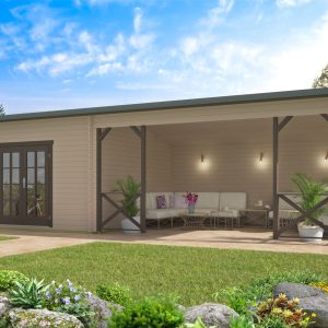 Gartenhaus Mokka ISO mit Überdachung