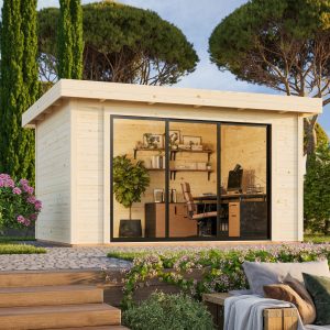modernes Gartenhaus Rheinau 2 mit Schiebetür
