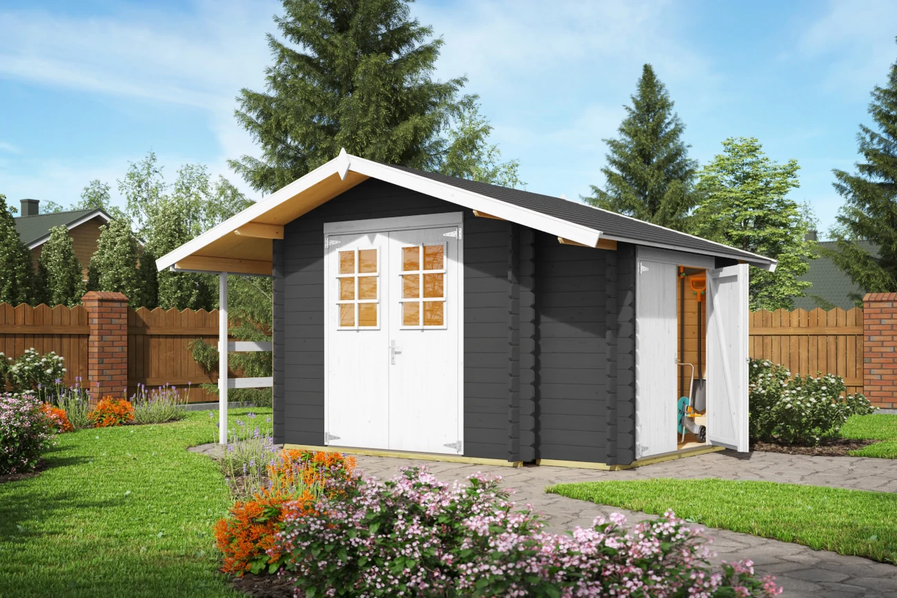 Gartenhaus Vilano 2 mit Anbau und Schleppdach