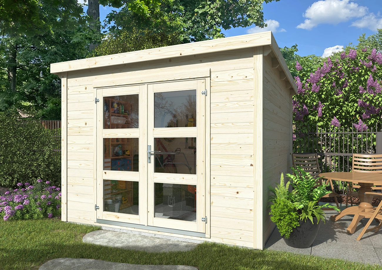 Gartenhaus David 2 – 7,5 m² mit Flachdach & Doppeltür