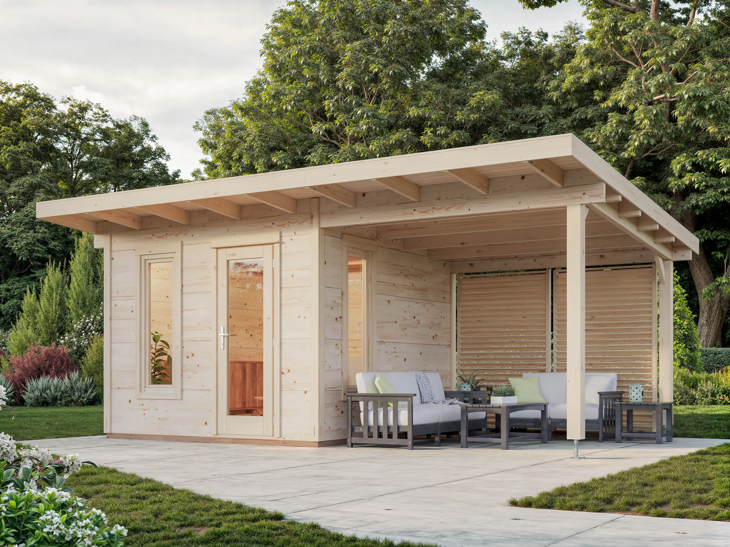 Gartenhaus Grace 2 ISO Premium aus Leimholz / 8,1+8,1 m²