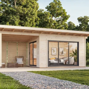 Gartenhaus Grace 6 ISO Premium aus Leimholz Slide Plus / 11,2+8,2 m²