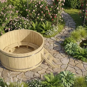 Hot Tub Ø 160 cm mit Edelstahl-Außenofen / Badebottich