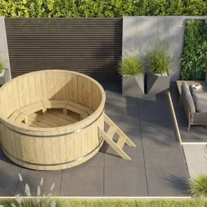 Hot Tub Ø 180 cm mit Edelstahl-Außenofen / Badebottich