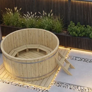 Hot Tub Ø 200 cm mit Edelstahl-Außenofen / Badebottich