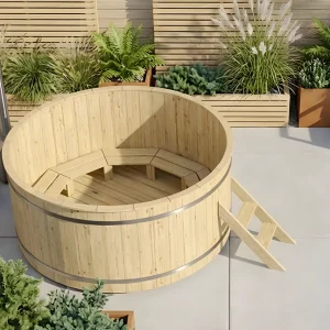 Hot Tub Ø 220 cm mit XL-Edelstahl-Außenofen / Badebottich
