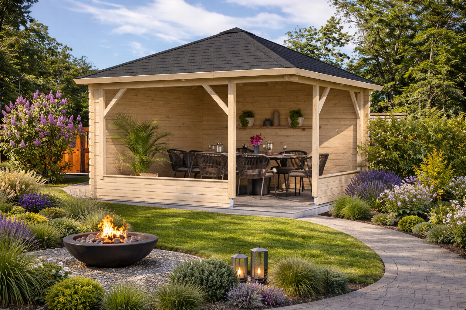 Holzpavillon Kempten + Schindeln