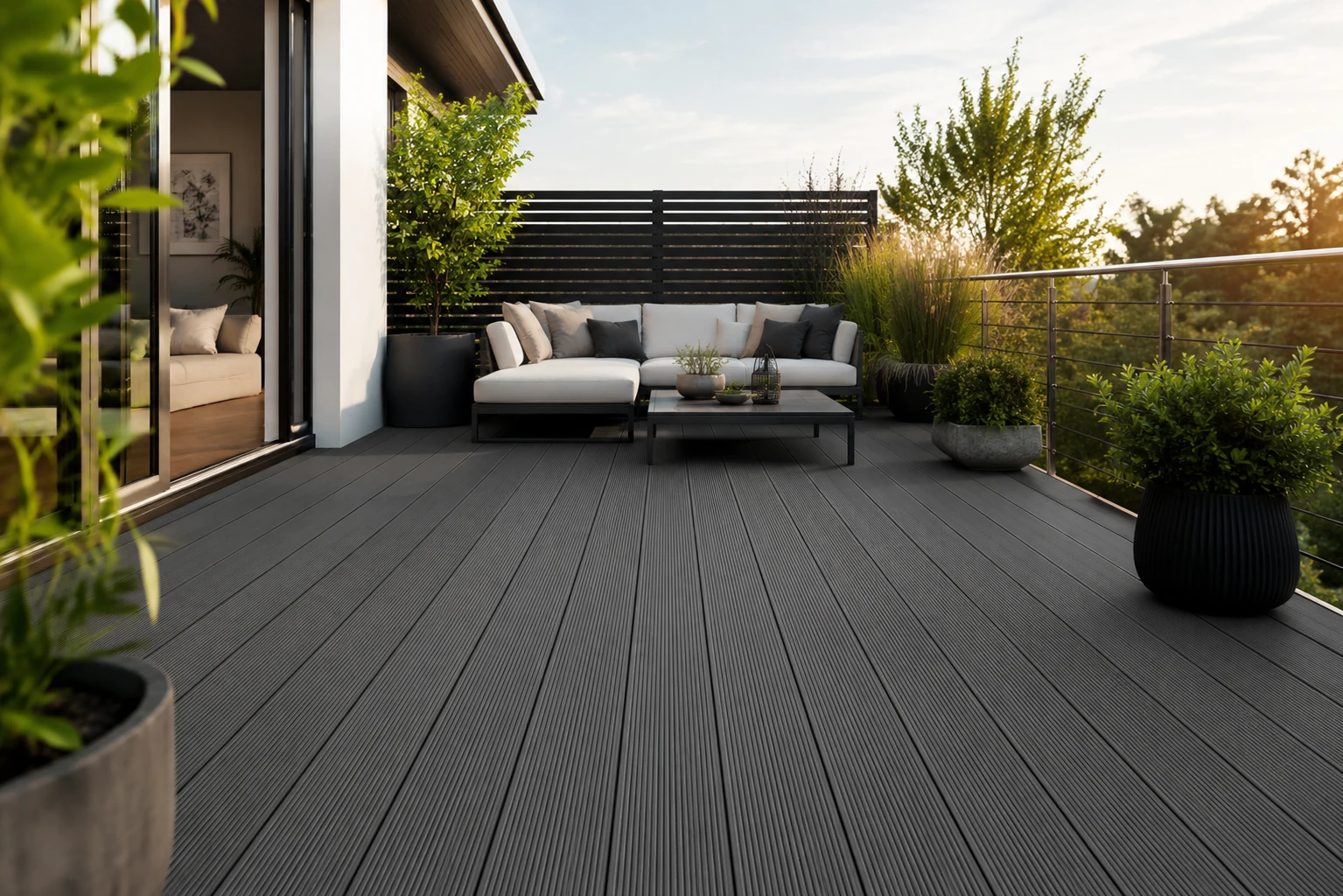 WPC Terrassendielen Komplettset Premium Dunkelgrau 23x146 mm