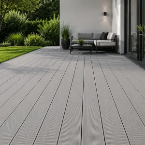 WPC Terrassendielen Komplettset Premium Hellgrau 23×146 mm