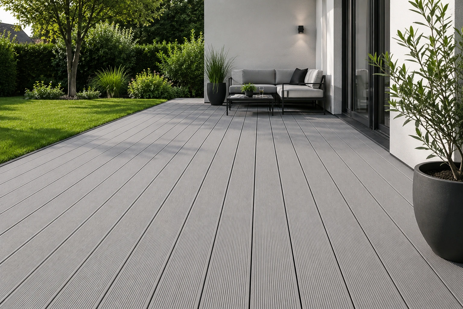WPC Terrassendielen Komplettset Premium Hellgrau 23x146 mm