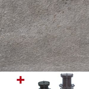 Komplettset MIT STELZLAGERN Feinsteinzeug-Terrassenplatten ARENITE dunkelgrau