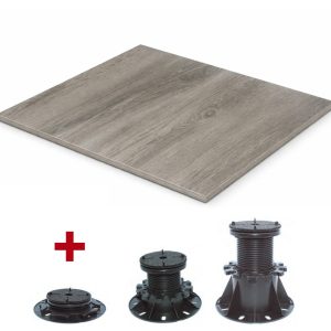 Komplettset MIT STELZLAGERN Feinsteinzeug-Terrassenplatten TRIBECCA Grau