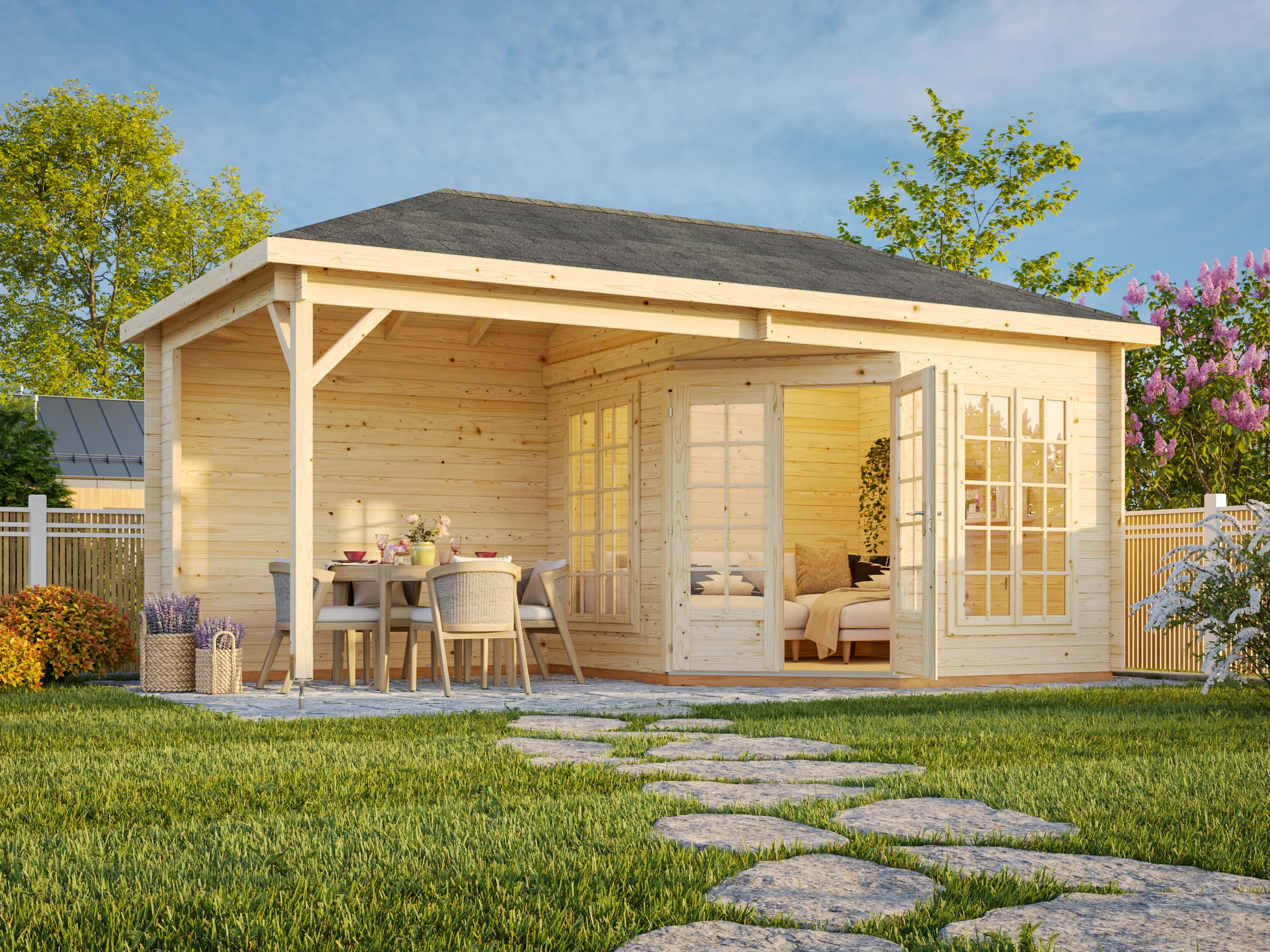 5-Eck-Gartenpavillon Melanie 4 / 7,0+8,1m²